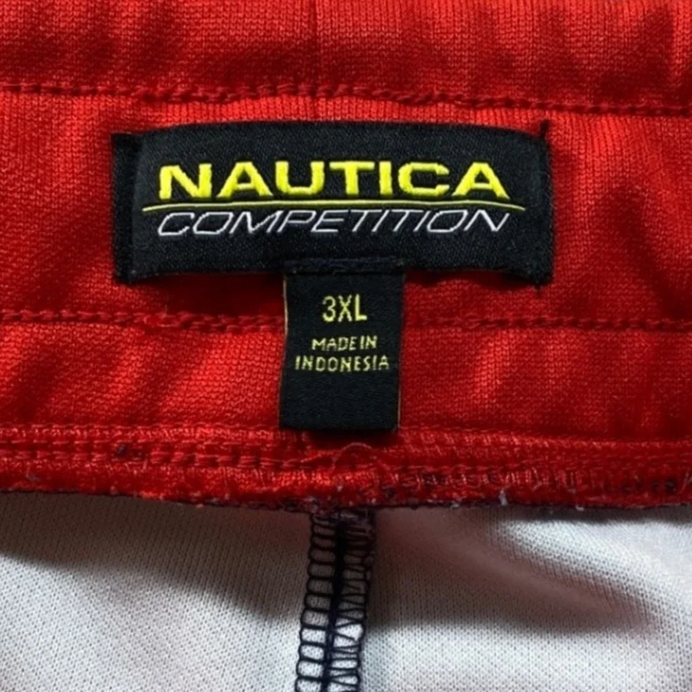 Nautica Competition Track‎ Pants Mens 3XL Navy Blue Red Topographic Print